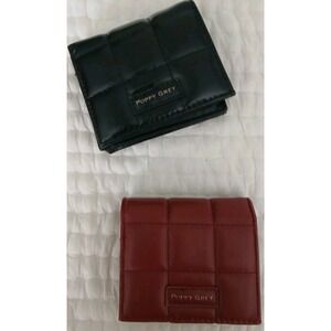 Set Of 2 POPPY GREY QUILTED PADDED PRESTON  BIFOLD WALLETS Black & Burgundy NWOT
